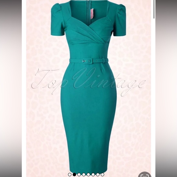 Pinup Couture 50s Erin Short Sleeve Wiggle
Dress in Jade, Small, EUC - Picture 4 of 11
